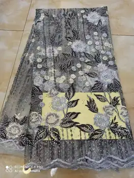 

2019 Latest Nigerian Laces Fabrics With Stones High Quality Tulle African Laces Fabric Wedding French Tulle Lace Fabric 5 yards