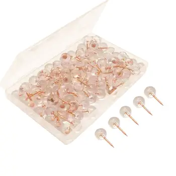 

200 Pack Push Pins Rose Gold Map Tacks Large Size Pins Rose Gold Steel Point and Transparent Plastic Round Head