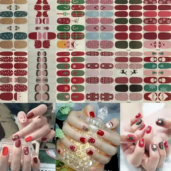 

12pcs/set Christmas Style Waterproof Nail Polish Stickers Strips Nail Stickers Cover Full Fashion Art Decoration Jewelry Na N0J7