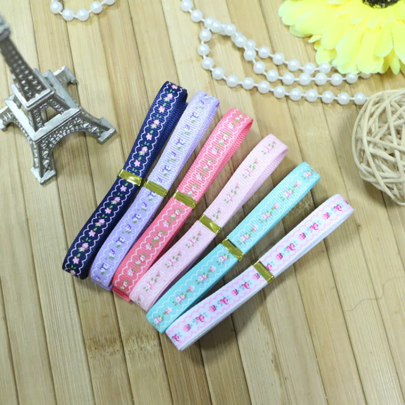 

One Yard 1cm Rose Pattern Polyester Ribbon For Needlework Trim Ribbon For Handmade Crafts DIY Patchwork Hair Tie Bow Accessories