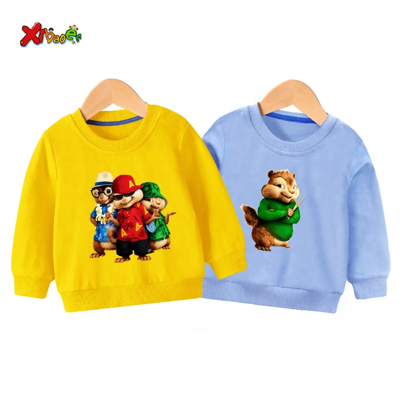 

kids sweatshirts baby girl sweatshirt top 2019 autumn Alvin and Chipmunk toddler sweatshirt fashion kids outfit clothes 6 years