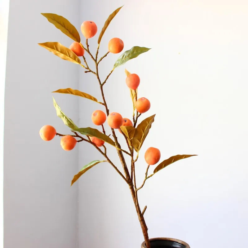 

Large Branches with Leaves Loquat Branch Floor-Wedding Background Soft Loading Photographic Prop Silk Flower Wholesale