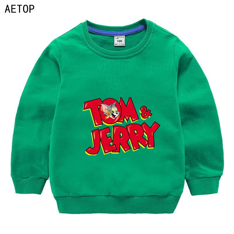 Wholesale Boys Girls Tom and jerry thin Sweatshirt Funny 9 color Kid autumnr O-Neck Tops Children Cartoon T shirt Baby - Цвет: as picture
