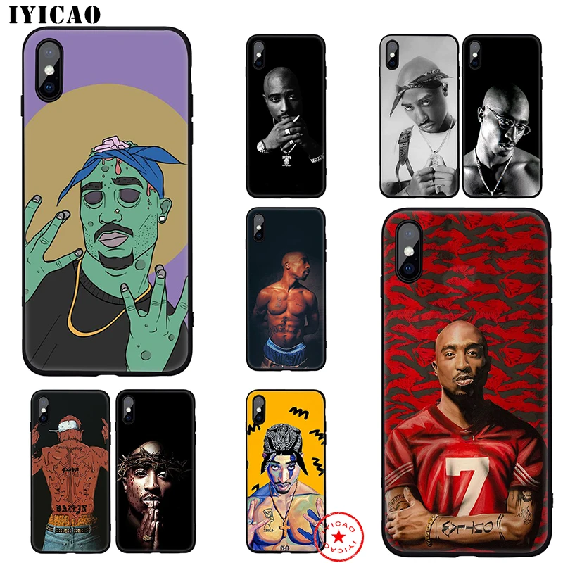 IYICAO 2 Pac Tupac Shakur Soft Case for iphone 11 Pro Xr Xs Max 6 6s 7 8 Plus 5 5s Se Silicone TPU |