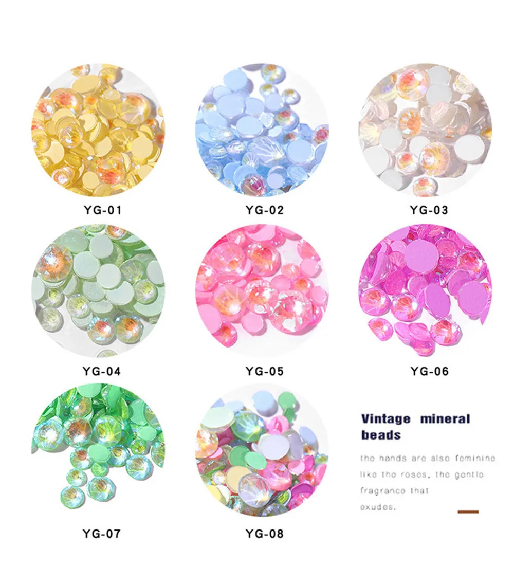 1 Pack Flatback Luminous Nail Rhinestones Mixed Sizes Crystal Shiny Nail Flat Drill Flash Gems Glass Nail Art Decorations Tools (9)