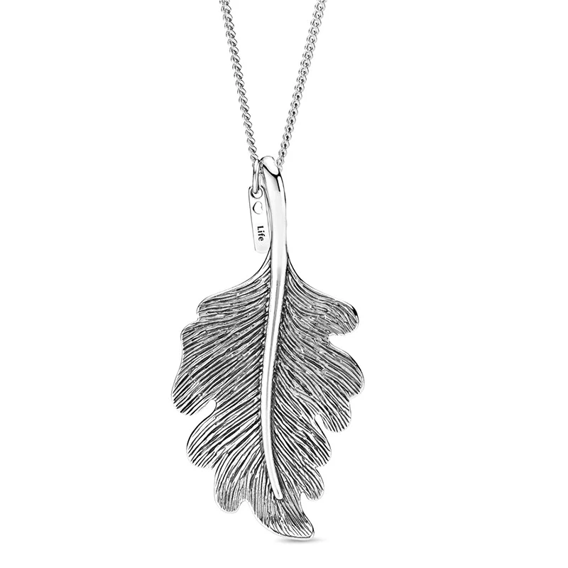 

2019 NEWEST 100% 925 Sterling Silver Oak Leaf Necklace Pendant Chain For Original European style Women Jewelry Set Gift