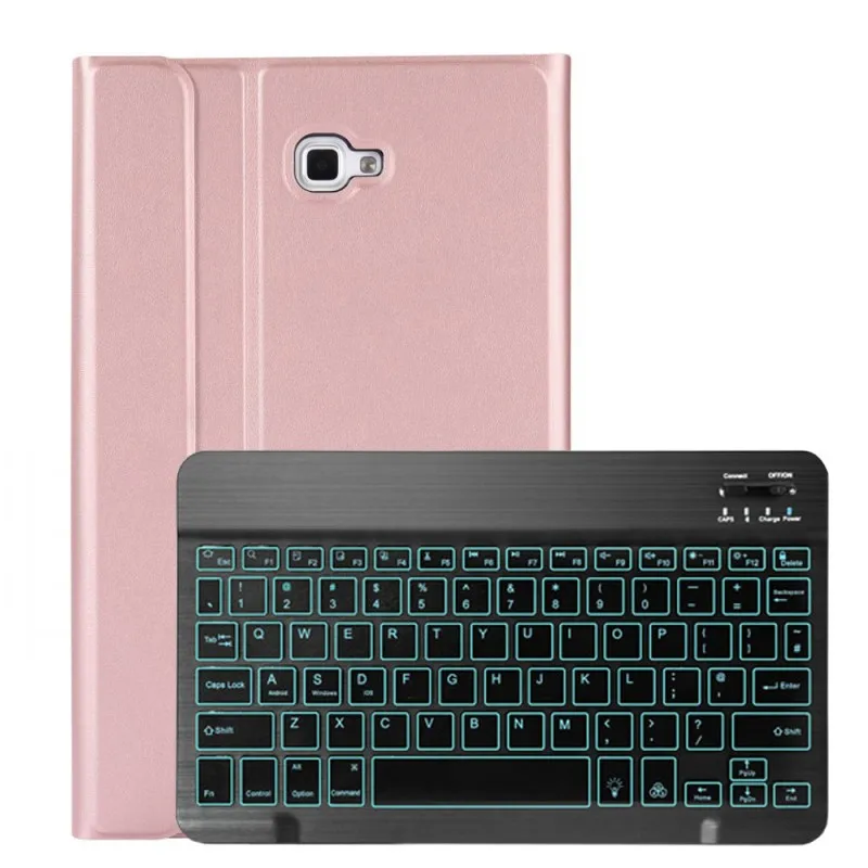 rose gold-black Светлая клавиатура с подсветкой чехол для Samsung Galaxy Tab A A6 10,1 SM-T580 SM-T585 T580 T585 Крышка планшета Bluetooth клавиатура - Цвет: rose gold-black
