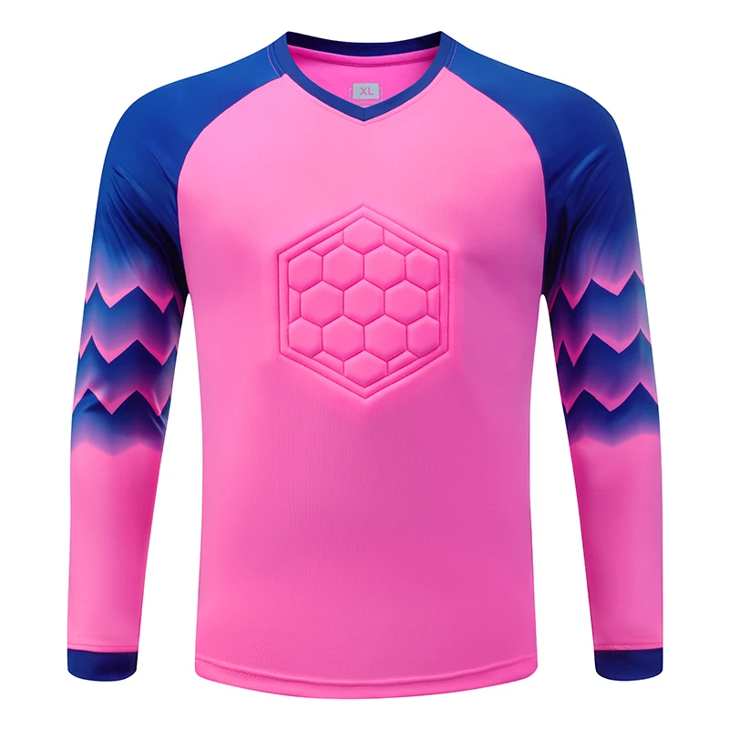 Men's Long Sleeve Goalkeeper Soccer Jersey Set with Protective Padding