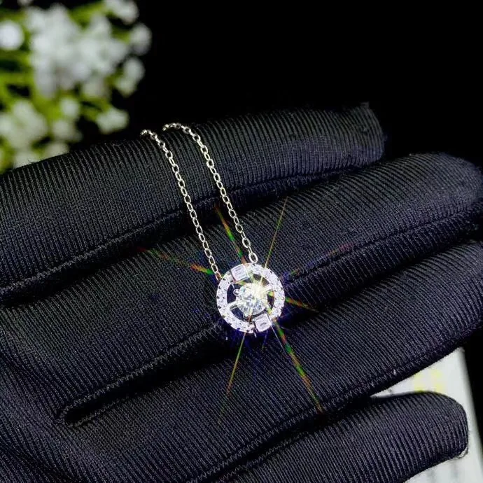 MeiBaPJ 4 мм D Dolor Moissanite драгоценный камень модное простое ожерелье с подвеской для женщин Настоящее серебро 925-й пробы ювелирные изделия