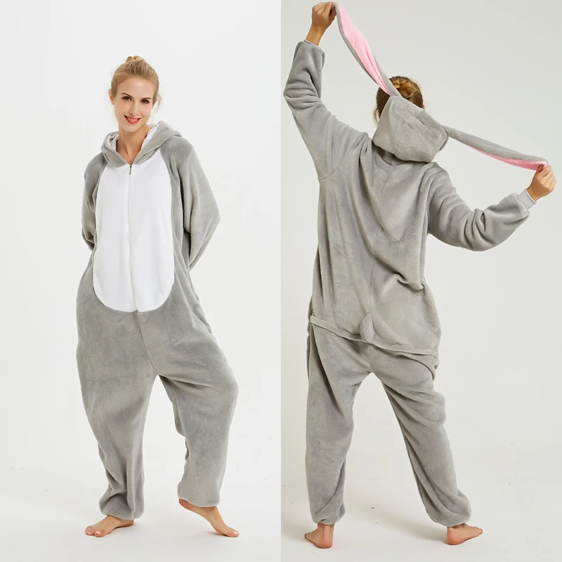 Animals Shark Unicorn Costume Adult Girl kids Unicorn Onesie Flannel Stitch Women Anime Jumpsuit Disguise Onepiece Suit Shark - Color: Big ear rabbit