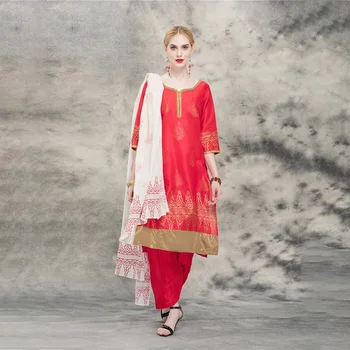 Kurta-Vestido largo de algodón para mujer, ropa Tradicional de la India, paquistaní, Punjabi, Indiano