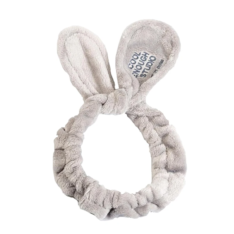 Gray Rabbit Ears M MISM 1 шт., Коралловая Флисовая Повязка на голову, модные повязки для волос с буквенным принтом и бантом для мытья лица для женщин/девушек, повязки для волос, аксессуары для волос, повязка на голову - Цвет: Gray Rabbit Ears