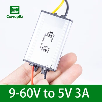 

DC Converter 9V-60V to 5V 3A IP68 Buck Step Down Module Power Supply Voltage Reducer Requency Regulator for Cars Led Lights