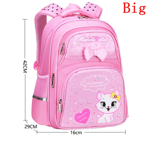 Waterproof Children School Bags Cartoon Cute Princess Backpacks Orthopedic Kids Book Bags for Teenage Girls Schoolbags Mochila Big Pink