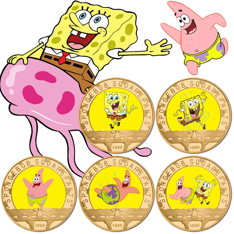 

Cartoon Anime SpongeBobed Gold Plated Patrick Stared Gold Commemorative Games Coin Collection Metal Coin Adult Kids Toy Gift