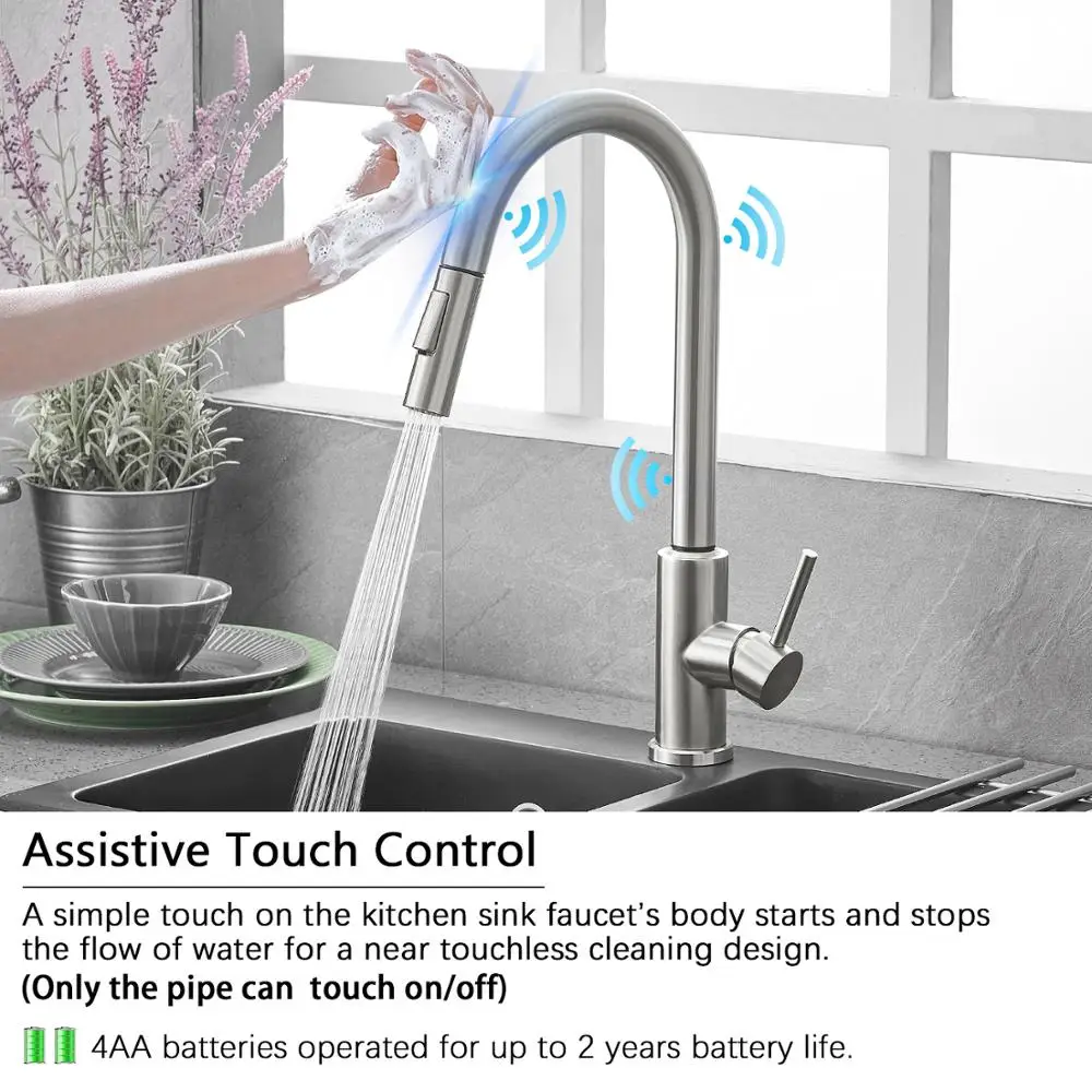 Kitchen Faucets Smart Sensor Pull-out Hot And Cold Water Switch Mixer Tap  Smart Touch Spray Tap Kitchen Black Crane Sink Faucets - Kitchen Faucets -  AliExpress