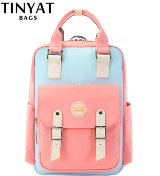 

TINYAT Women's 15 inch laptop student backpacks Girls school backpacks rucksacks for teenage middle school Mochila Travel Pink