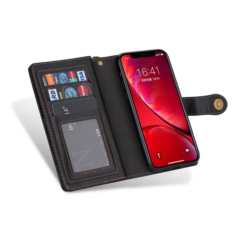 Винтажный кожаный чехол-кошелек для iPhone 11 Pro Max XR XS X 6 6S 7 8 Plus, откидная крышка, отделения для карт, чехлы на заднюю панель телефона, чехол