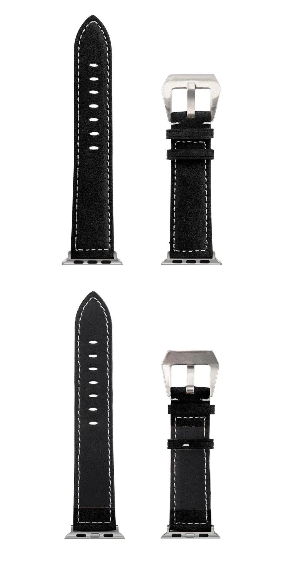 Черный, синий, красный ремешок из натуральной кожи для Apple Watch 5, 4, ремешок серии 3, 2, 1, спортивный браслет 42 мм, 38 мм, ремешок для iwatch Band