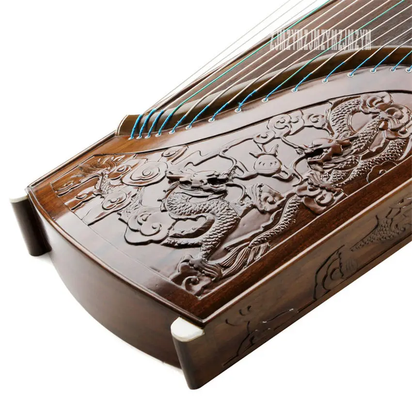 Guzheng золотой шелк твердой древесины ручной резной глубокий резные инструменты с полным набором роскошных аксессуаров RY8202