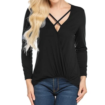 

Ladies V-neck Knitted Bottoming Shirt Casual Pullover