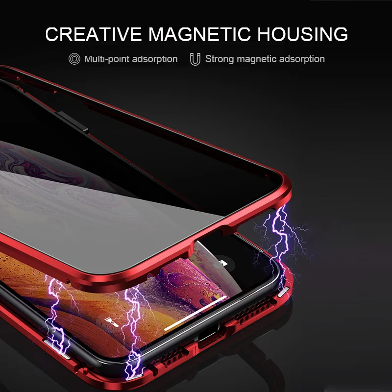 Конфиденциальное металлическое магнитное закаленное стекло футляр для телефона 360 магнит антишпионский защитный чехол для Samsung Galaxy S8 S9 S10 PLUS