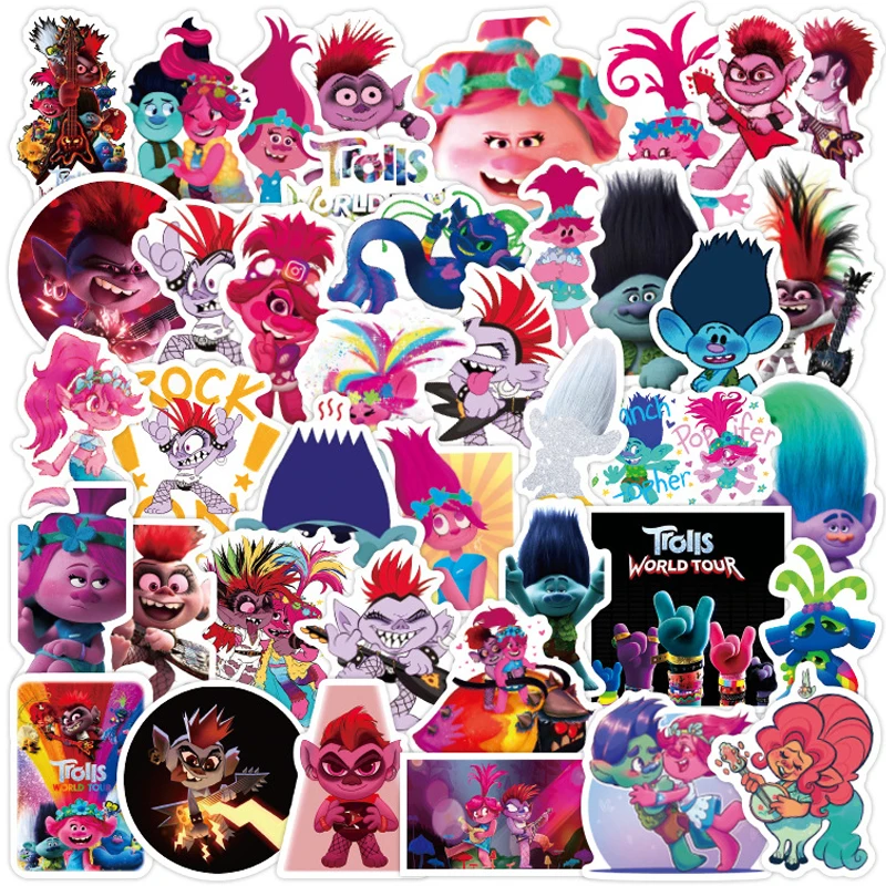 

50 Pcs Cartoon Tangled Trolls Cute Graffiti Stickers DIY Skateboard Guitar Laptop Suitcase PVC Decal Stickers Kids Classic Toys