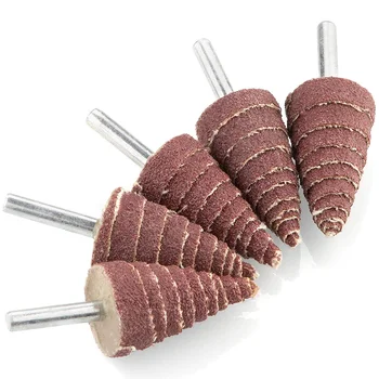 

20 Pack 6mm Cone Shape Abrasive Sandpaper 1/8 Inch Shank Mounted Flap Wheels 80 Grit Grinding Head Rotary Tool