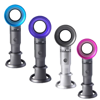 

Usb Rechargeable Detachable Base Portable Fan Three Gears Mini Handheld Leafless Fan Desktop/Desktop Air Cooler With Led Ligth D