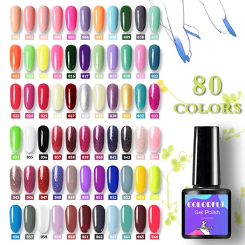 

80 Color Gel Polish Set UV Vernis Semi Permanent Primer Top Coat 8ML Poly Gel Varnish Nail Art Manicure Gel Lak PolishesNails