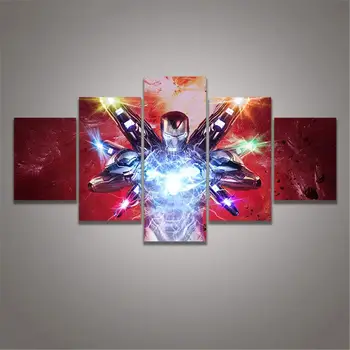 

5 Panel Wall Art Painting Pictures Print Lightning Iron Man Steel Wings Posters Print On Canvas for Home Modern Decoration