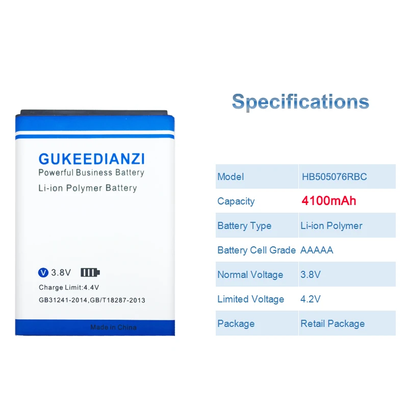 GUKEEDIANZI HB505076RBC Батарея для huawei Y3 II LUA-A22 LUA-U02 LUA-L21 LUA-U22 LUA-L02 телефон Батарея 4100 мА/ч+, Мощность банка - Цвет: battery only