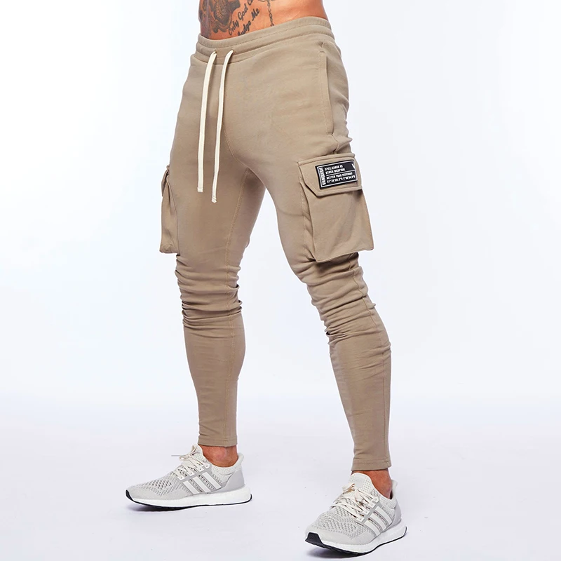 Autumn New Men's Jogging Sweatpants Cotton Pocket Design Running Cargo Pants Gym Men's Fiess Multi-Pocket-Style Training_voghion.com