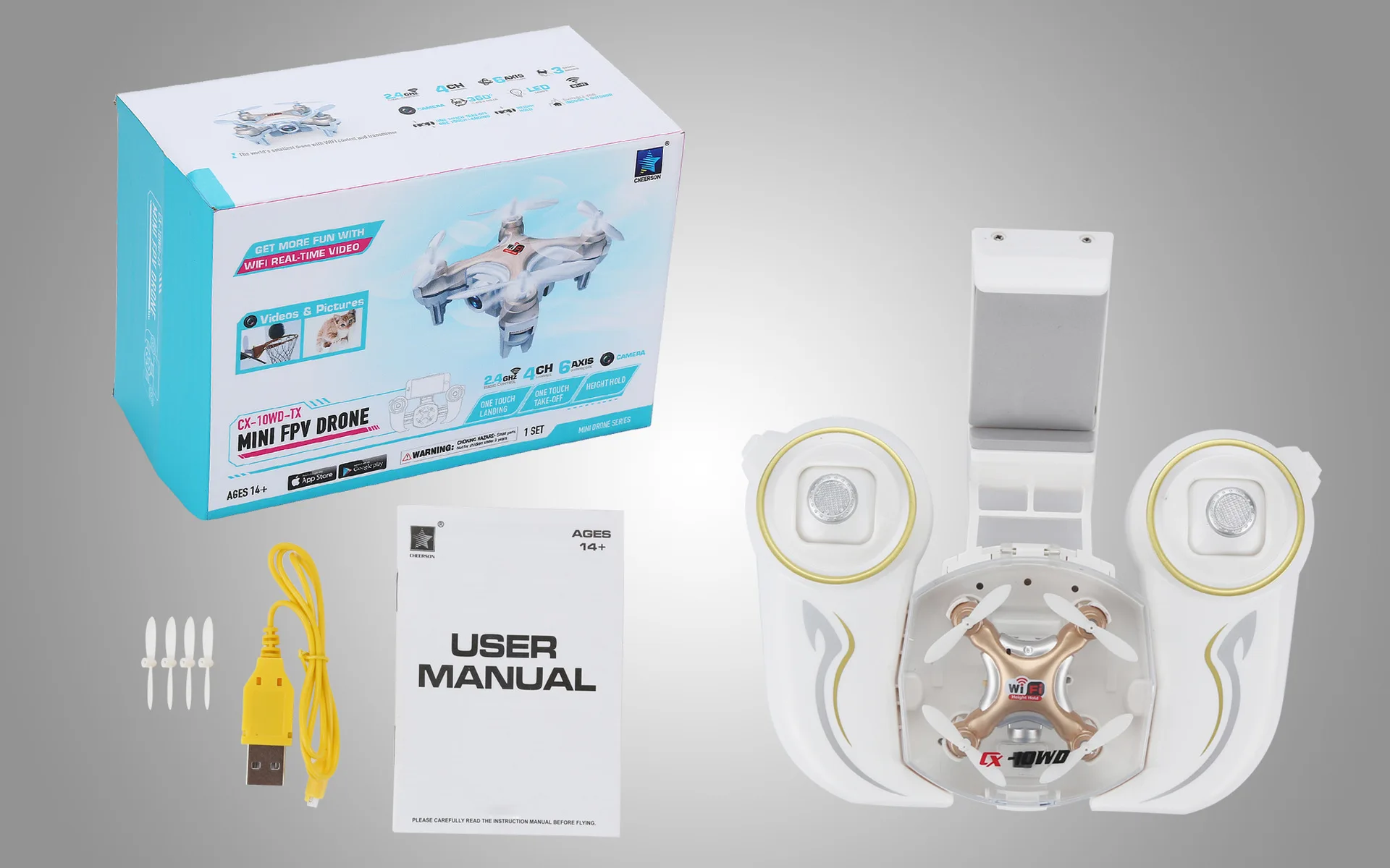 

Cheerson Chengxing Cx-10wd-tx Mini WiFi Unmanned Aerial Vehicle Remote Control Set High Aerial Photography Quadcopter