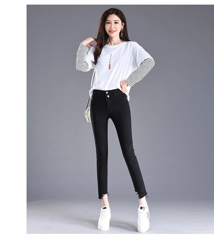 JUJULAND Высокая талия обтягивающие Модные Джинсы бойфренда материал для жарких женщин винтажные узкие джинсовые брюки-карандаш для девочек 8015