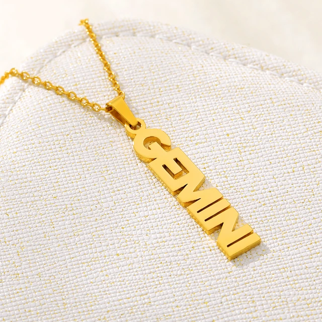 Waterproof Non-Tarnish 316 Stainless Steel Zodiac Letter Necklace Wholesale  Fashion Women Aries Horoscope Astrology Jewelry