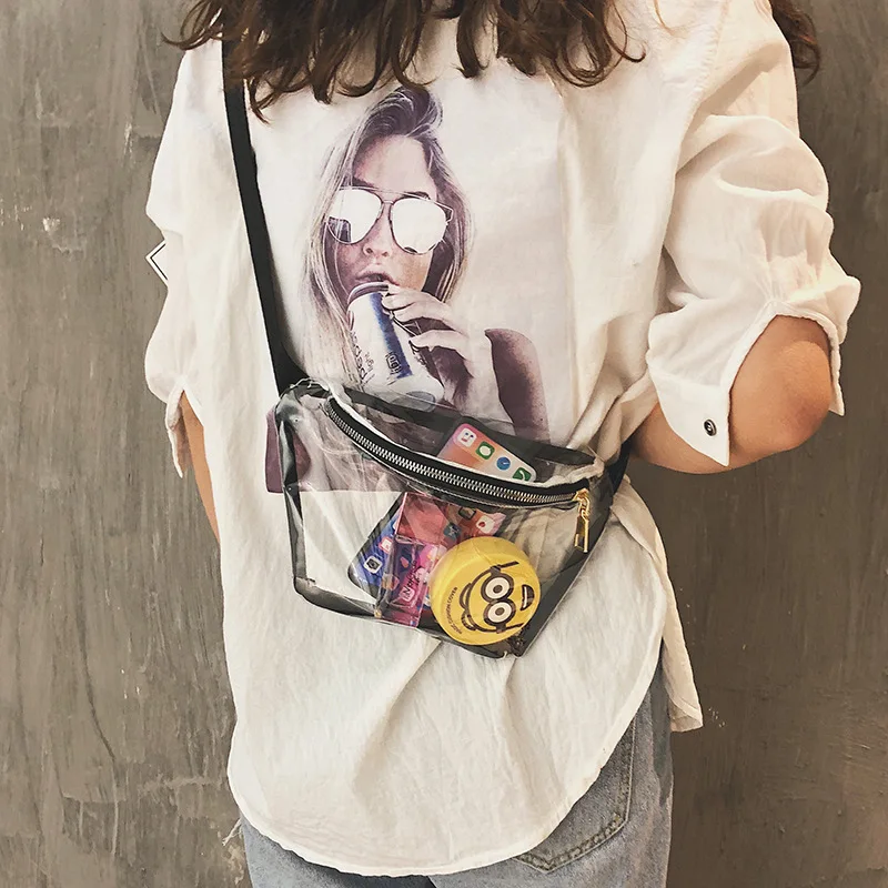 Transparent PVC Waist Bag for Women 2020 Fashionable Summer Beach Travel Female Fanny Pack Crossbody Chest Bag Banana Pack