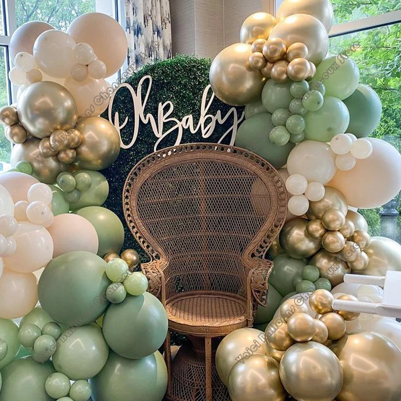 

155PCS Avocado Green Globos Latex Balloons Wedding Engagement Party Decor Birthday Balloons Set