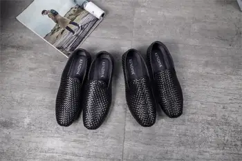 

Men's Leather Shoes Oxfords Soft Bottom Leather Shoes Genuine Leather Weave Cattle Leather Shoes Breathable