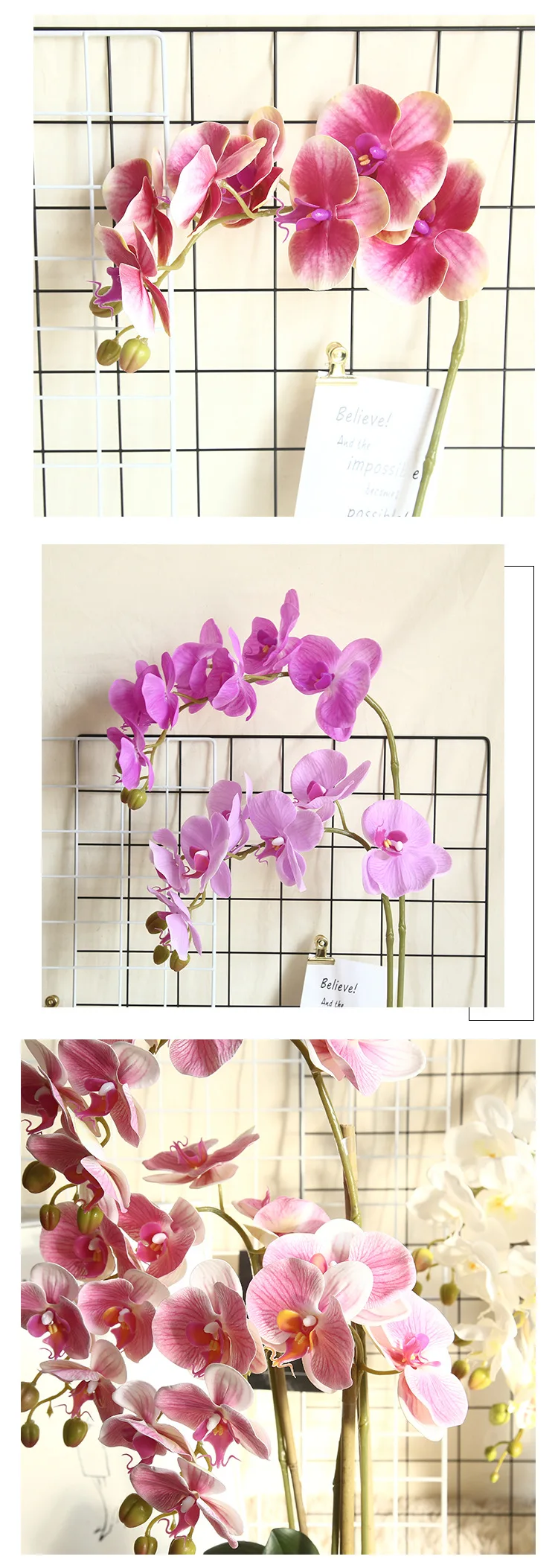 Большой латекс 3D печать орхидеи белые Искусственные цветы на ощупь имитация орхидеи цветок для дома Свадебные украшения Флорес