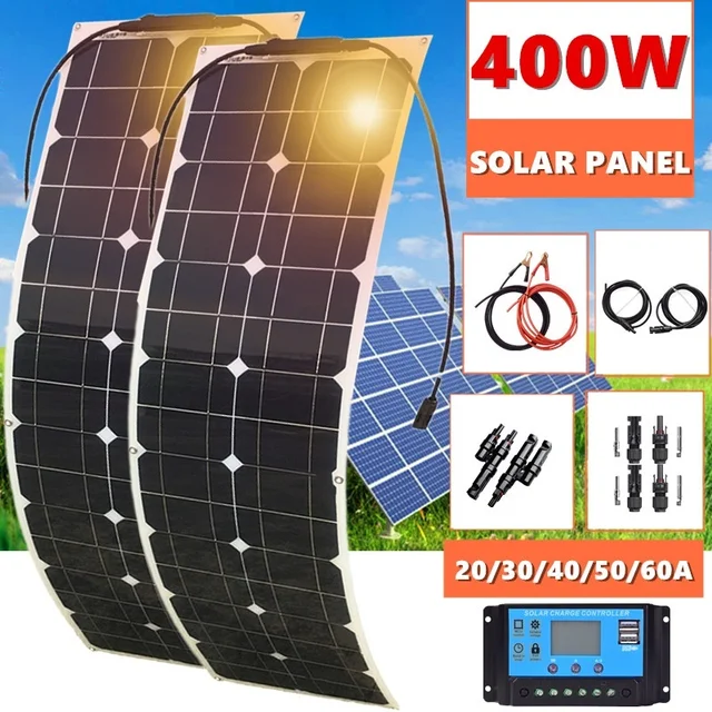 US $142.19 400W 2x 200W Solar Panel Mono Solar Battery Charger with 5V/12V/24V Controller for Car Yacht Batter