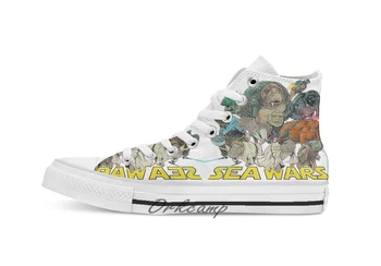 

SEA WARS Custom Casual High Top lace-up Canvas shoes sneakers Drop shipping