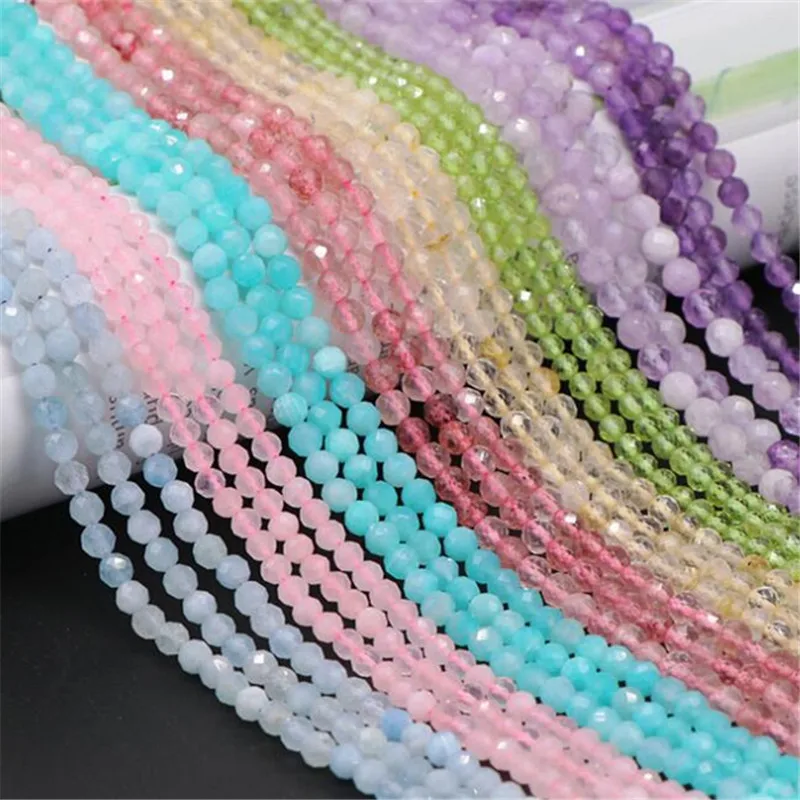 AA+ Small Natural Stone Beads Tourmaline 2/3/4mm Quartzs Amethysts Agates Crystal Faceted for Jewelry Making DIY Bracelet | Украшения и