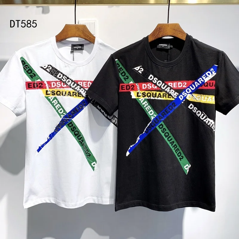 Летняя новая уличная футболка Dsquared2 в стиле хип-хоп с круглым вырезом и короткими
