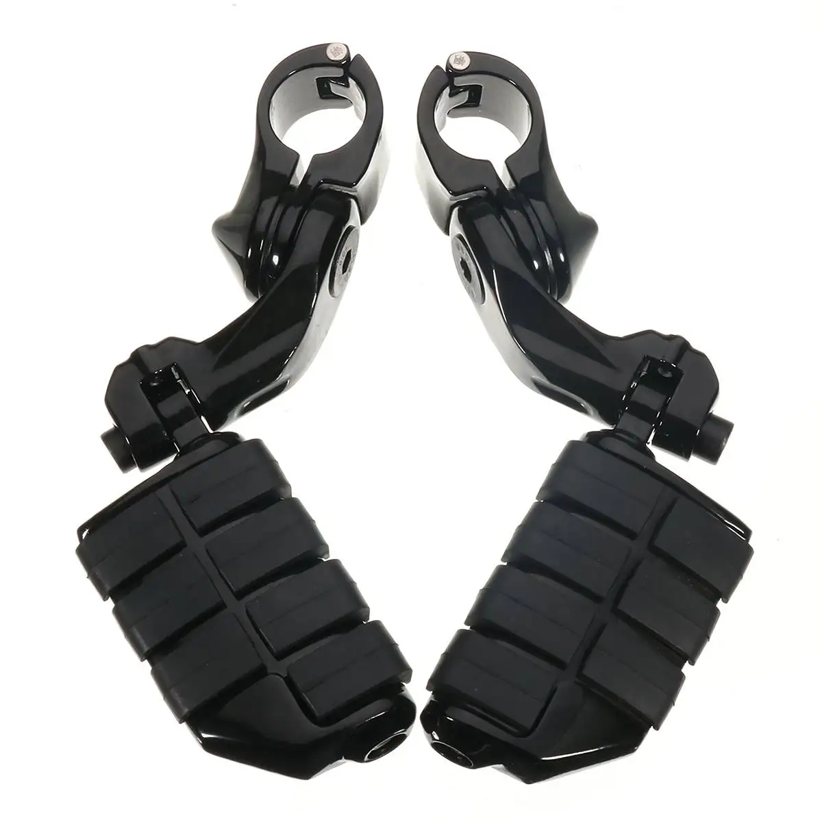 

1 Pair 1.25 inch/32mm Black Universal Adjustable Motorcycle Foots Pegs Pedal Footrest Long Angled