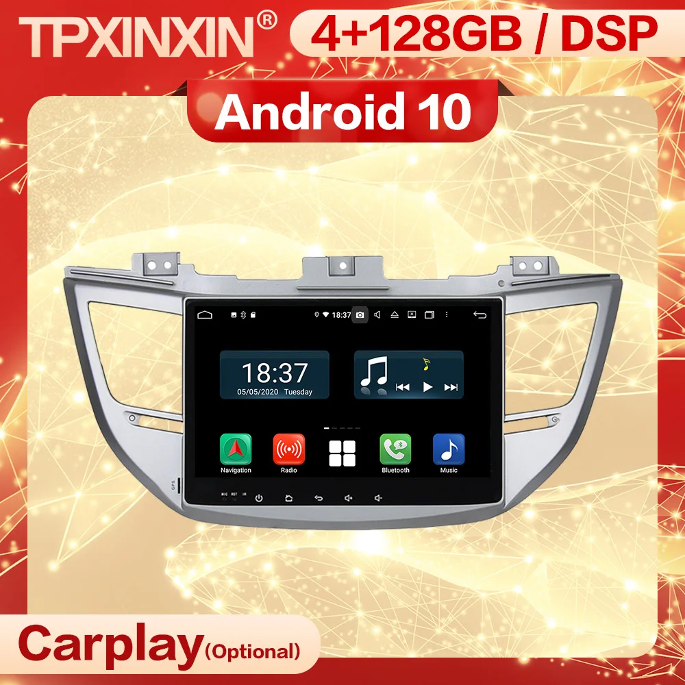 Carplay 2 Din Car Android Stereo Receiver For Hyundai Tucson IX35 2014 2015 2016 2017 2018 Radio