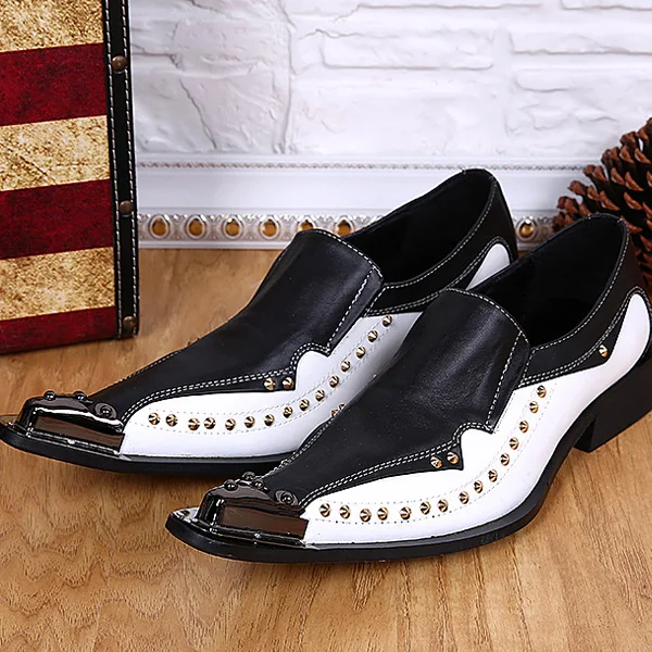 

KPOCOBKN Leather Shoes Men Genuine Leather Slip-on Pointed Toe British Style Loafers
