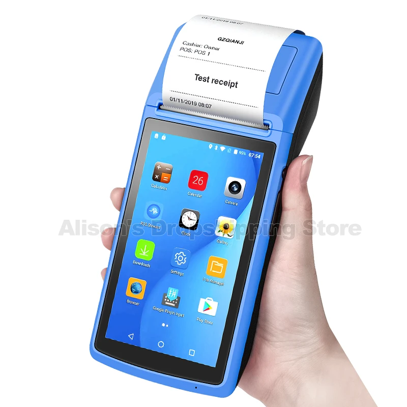 Портативный терминал Pos Android прочный КПК с NFC 5,5 дюймов сенсорный 3g Wifi Bluetooth термопринтер 58 мм POS машина Touc