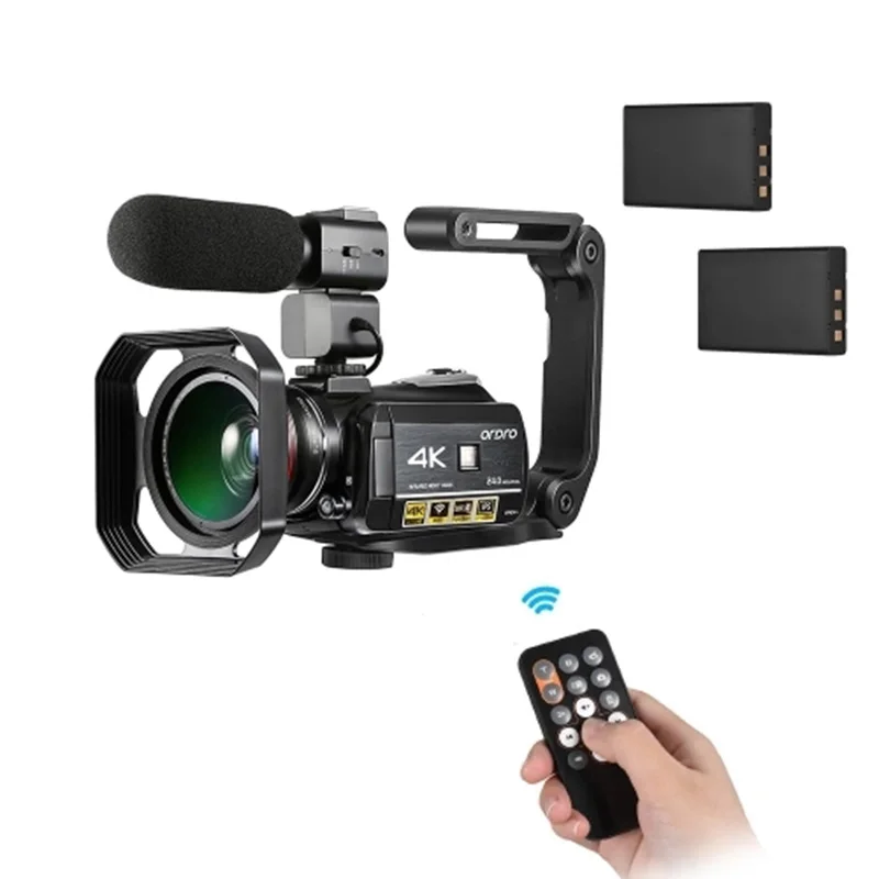ORDRO AC3 4K WiFi цифровая видеокамера DV рекордер 24MP 30X Zoom IR ночного видения 3,1 дюймов ips lcd Pressscreen с 2 шт