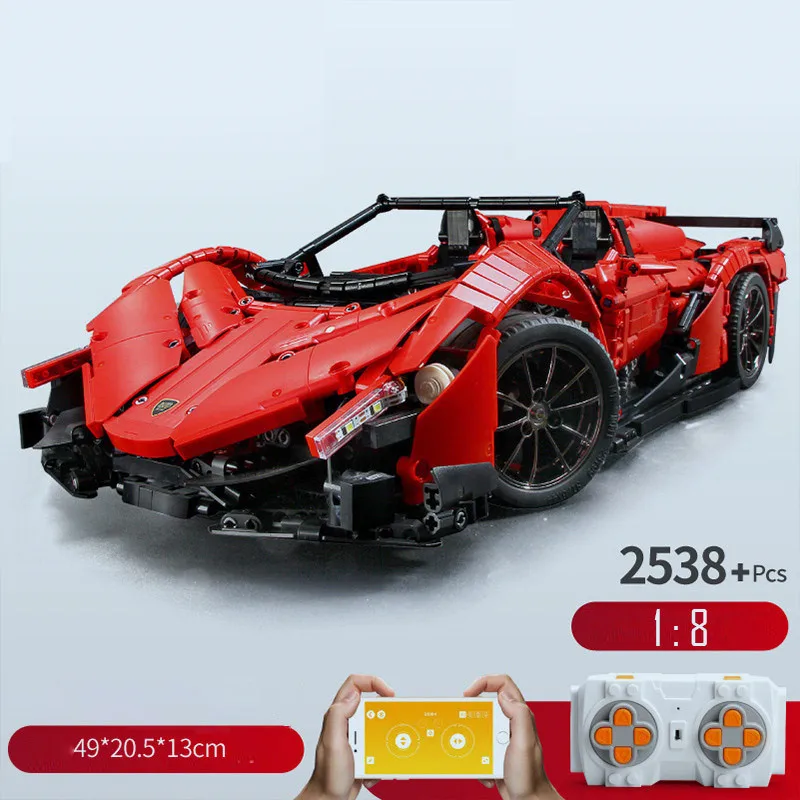 

NEW 2538Pcs App RC Car MOC-10559 Veneno Roadster Motor Power Functions Fit Technic Building Blocks Bricks Toys Gift for Children